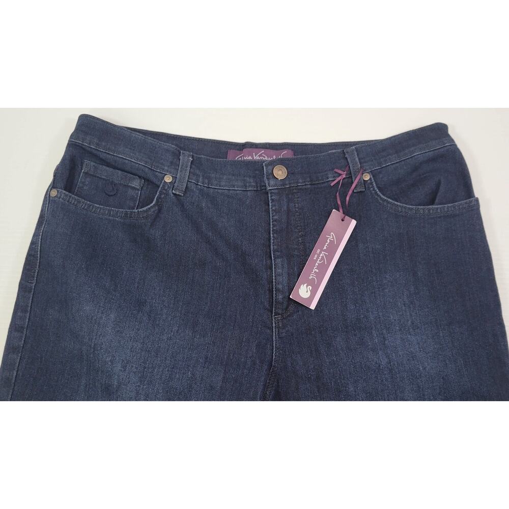L32) Women's Gloria Vanderbilt Amanda Blue Slimming Jeans Pants Size 16 Short - Picture 7 of 14